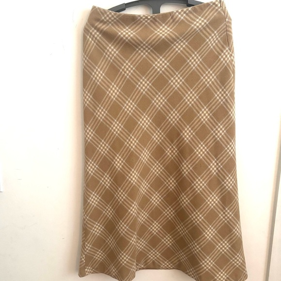 Marconi Vintage Brown Plaid Maxi Skirt Wool Blend Y2K Academia A-Line Preppy 90s - Picture 1 of 9